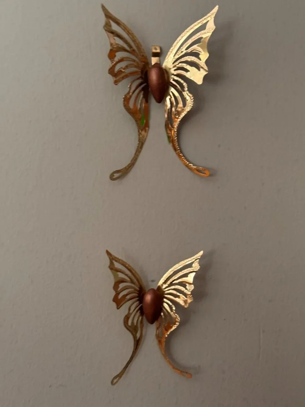 Vintage Gold Butterfly Wall Decor - Set of 3 Mid-Century Wall Han